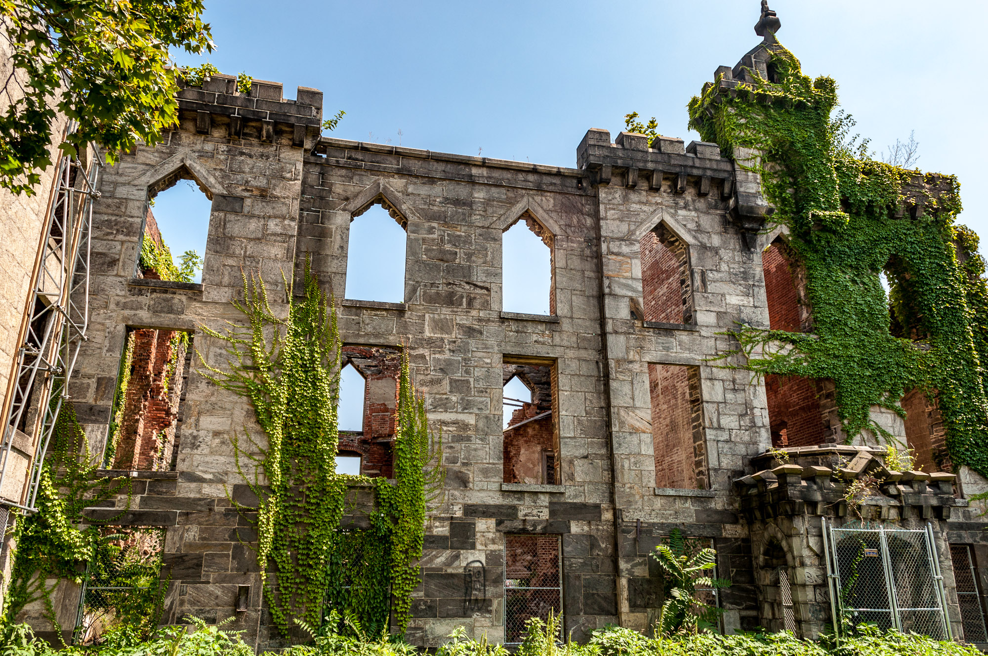 The Smallpox Hospital ruin, overgrown with ivy