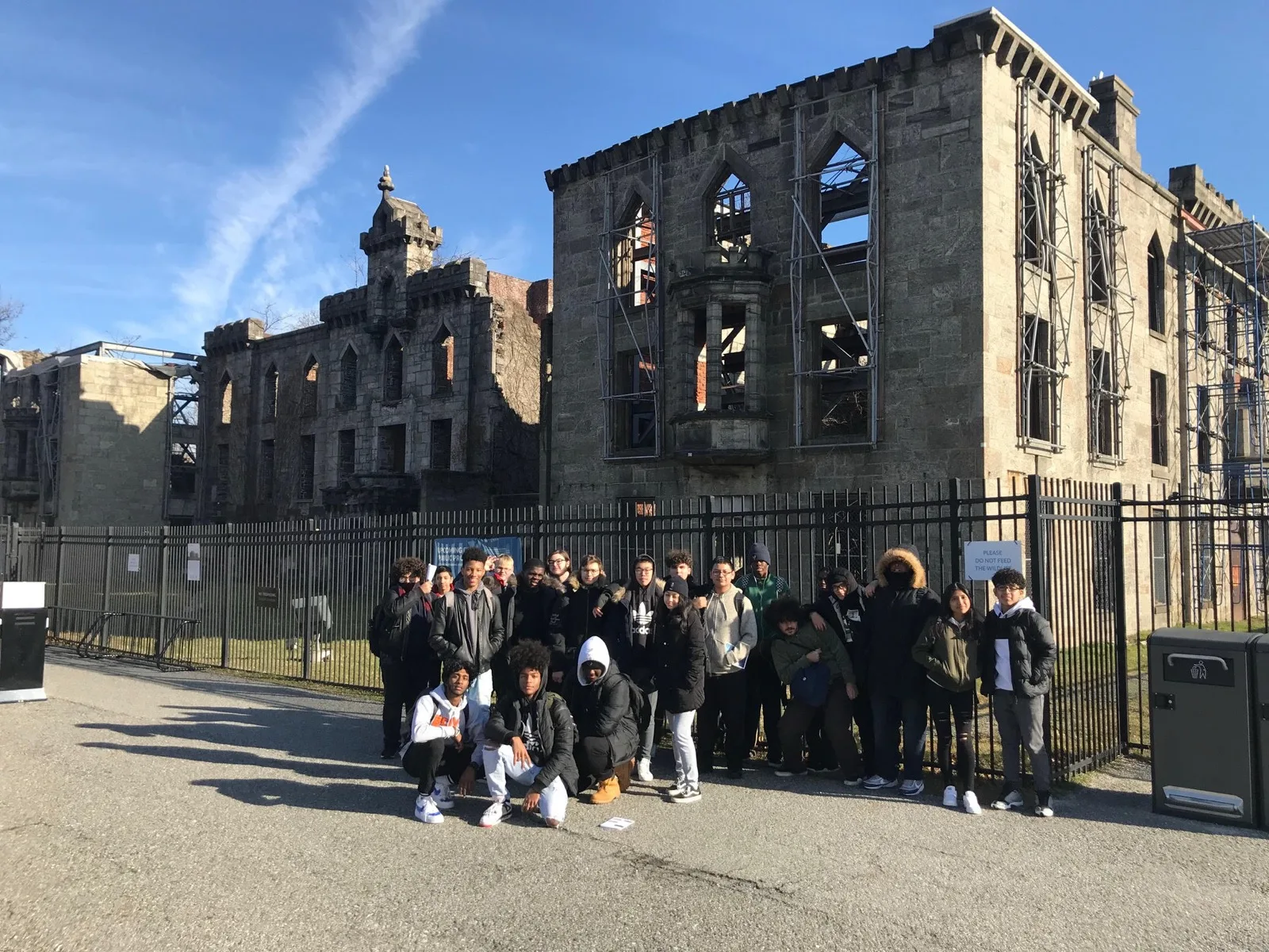 Photo of students at the site
