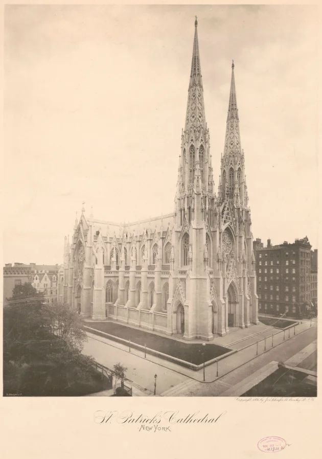 St. Patrick’s Cathedral, Fifth Avenue — full elevation, spires visible